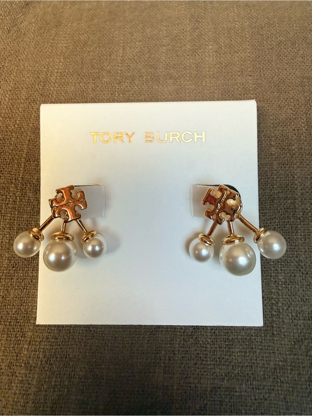Tory Burch Gold-Tone Pearl Cluster Drop Earrings